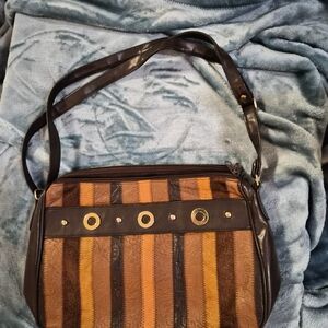 Striped Brown and Orange Shoulder Bag